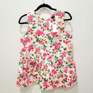 Ann Taylor Floral Tie back peplum shell